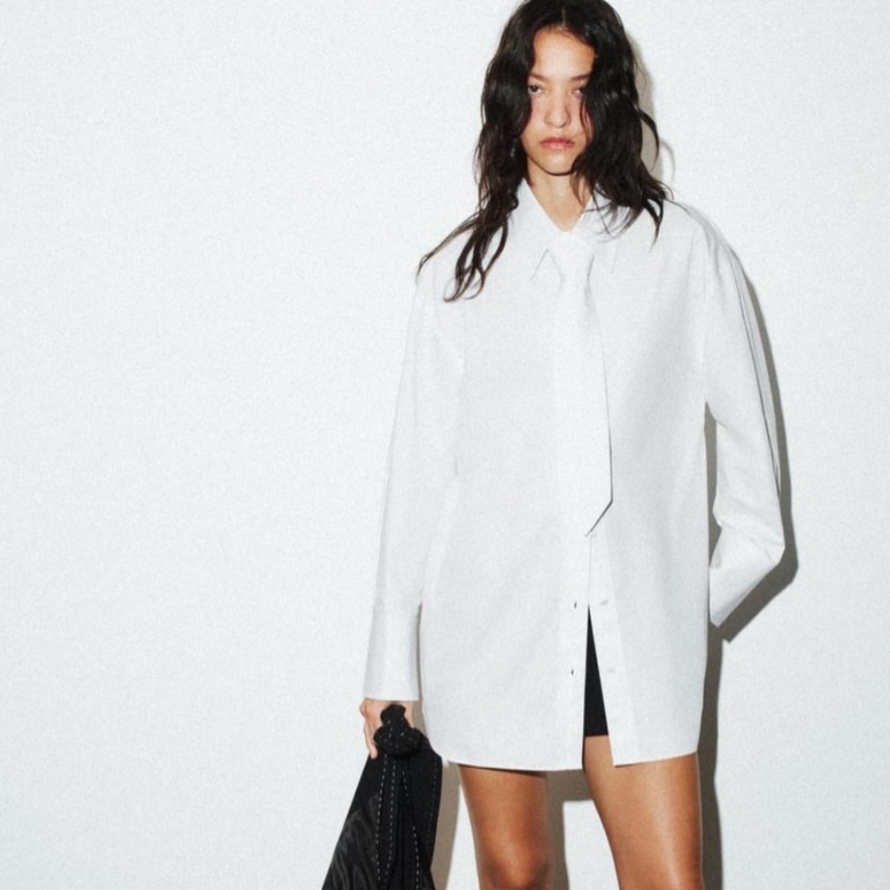 Zara NWT white button down with tie 8876/002